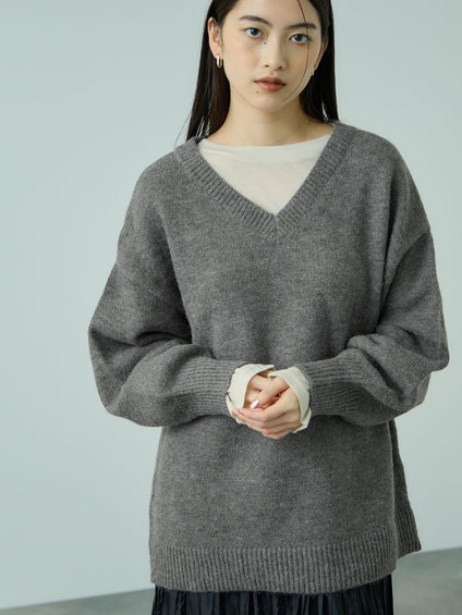 アルパカタッチVネックニットプルオーバー≪手洗い可能≫