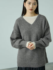 アルパカタッチVネックニットプルオーバー≪手洗い可能≫