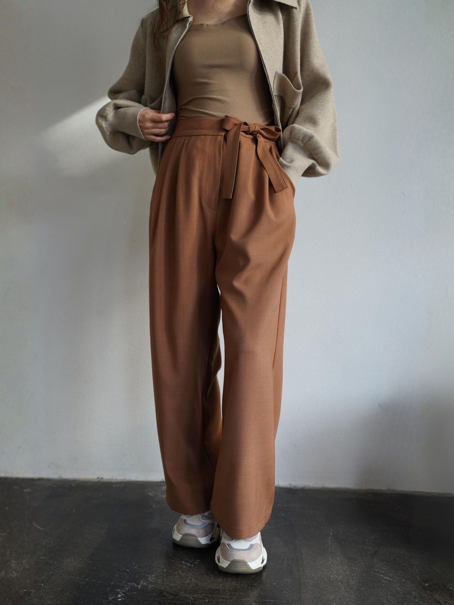 Belted Tack Pants［under150cmさんもオススメ］≪手洗い可能≫