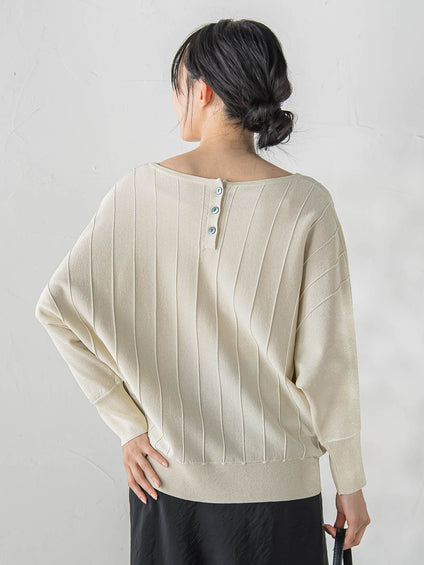 ラメドルマンVネックニット