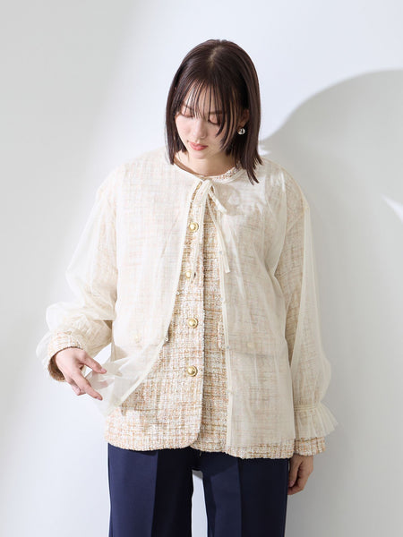 チュールレイヤーセットツィードジャケット