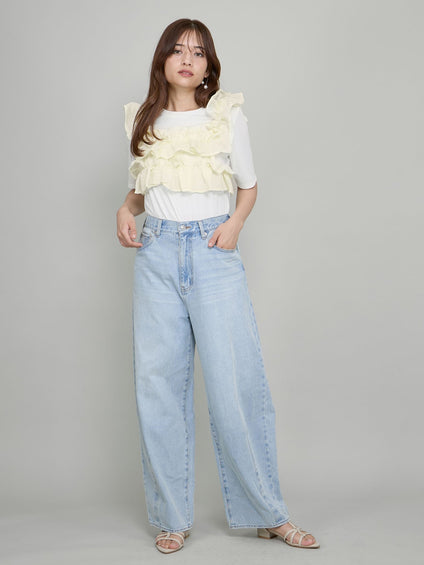 ギャザーフリルTシャツ≪手洗い可能≫