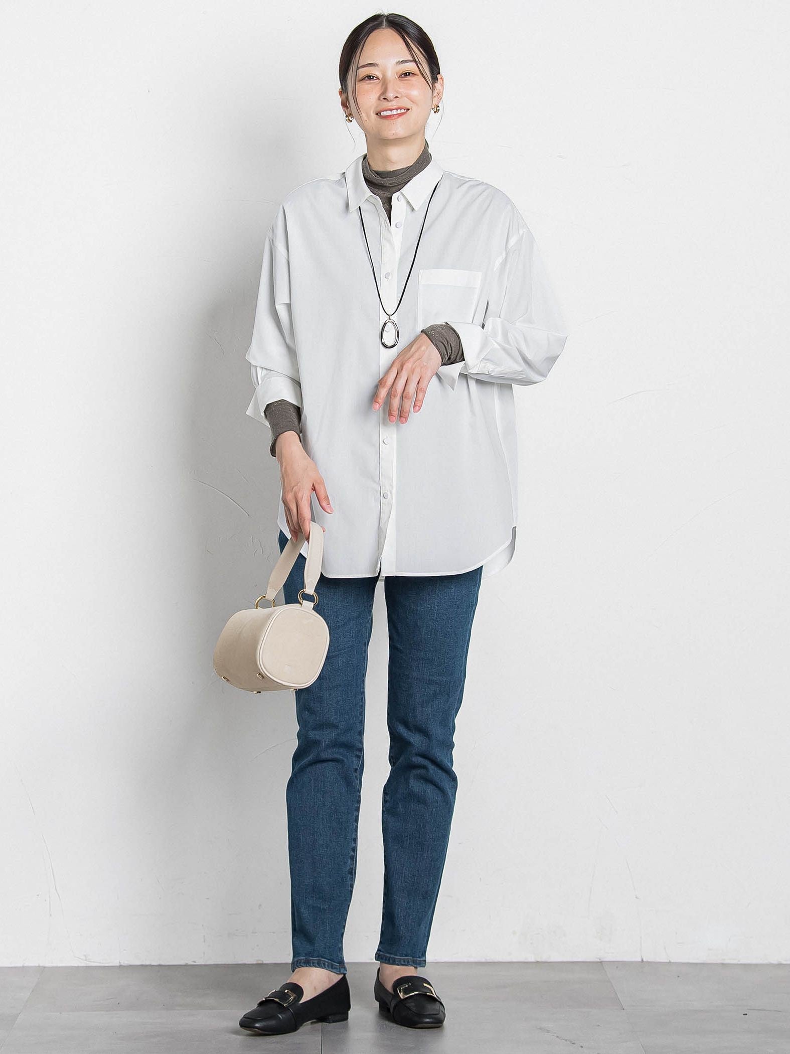 オーバーサイズシャツブラウス ≪洗濯機で洗える≫