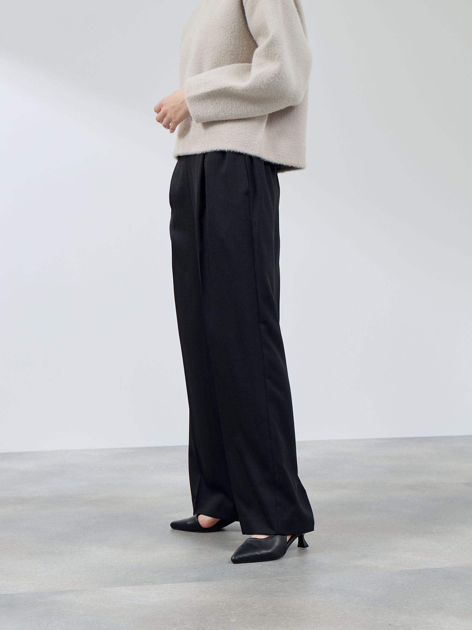 ナチュレッチセンタープレスワイドパンツ≪手洗い可能≫