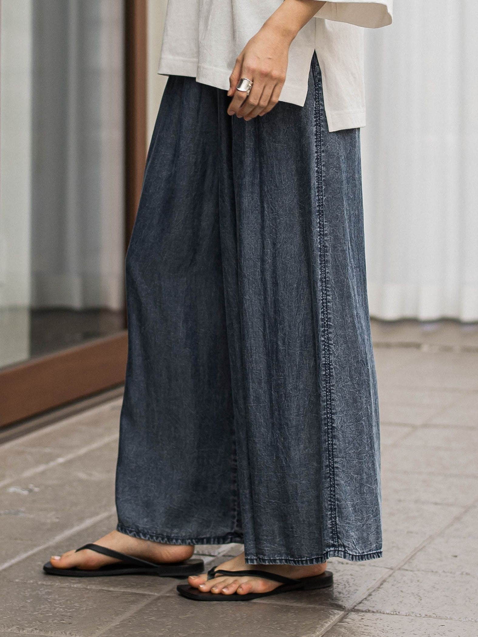 ゆれるデニムフレアパンツ