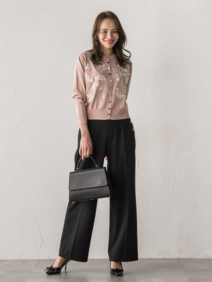 【新色追加】ボタニカルモチーフ刺繍カーディガン