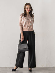 【新色追加】ボタニカルモチーフ刺繍カーディガン