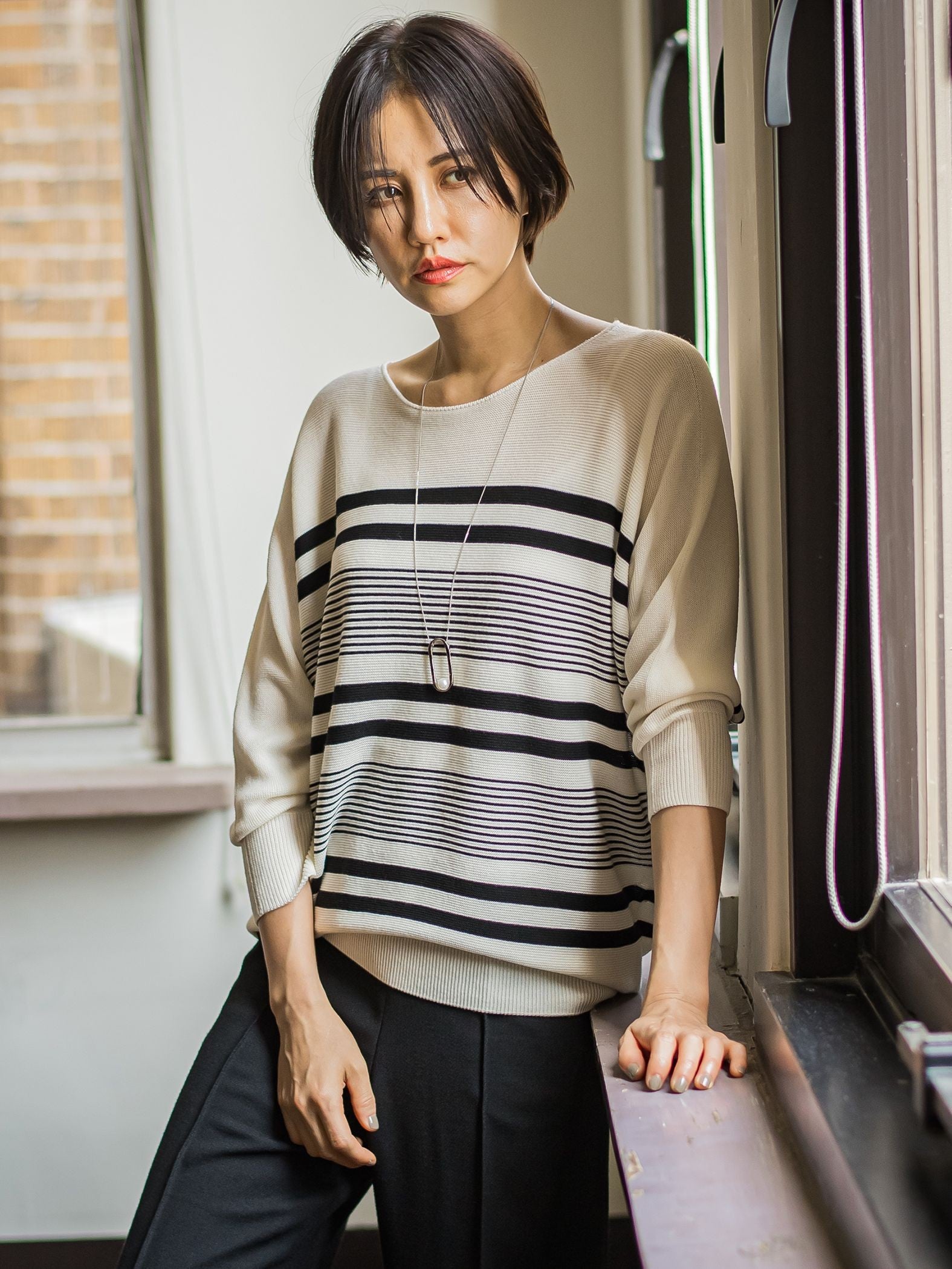 【WEB限定サイズあり】【洗えるニット】ECOCUWOOLドルマンニットプルオーバー≪シワになりにくい≫