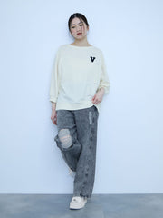 【大人の抜け感】デニムカットオフダメージパンツ