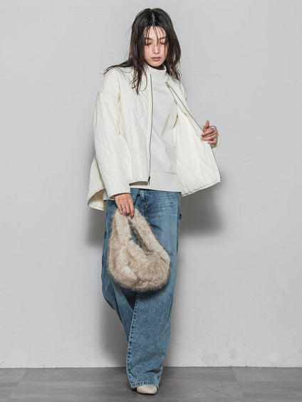 キルティング×フェイクファーリバーシブルブルゾン