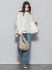 キルティング×フェイクファーリバーシブルブルゾン