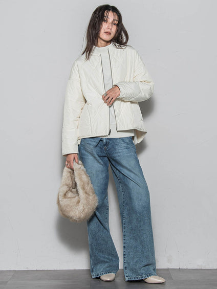 キルティング×フェイクファーリバーシブルブルゾン