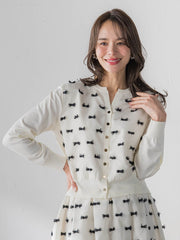 リボンジャガードカーディガン