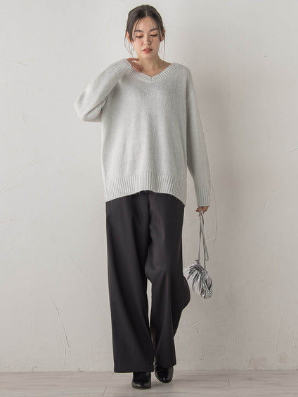 スパンコールVネックニット≪手洗い可能≫