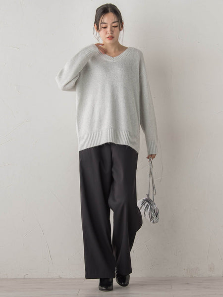 スパンコールVネックニット≪手洗い可能≫