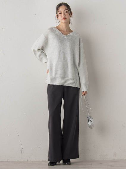 スパンコールVネックニット≪手洗い可能≫