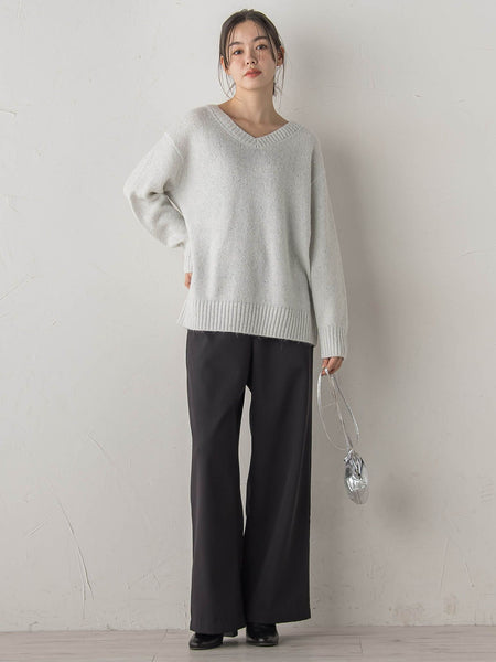 スパンコールVネックニット≪手洗い可能≫