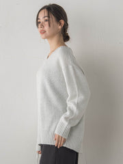 スパンコールVネックニット≪手洗い可能≫