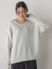 スパンコールVネックニット≪手洗い可能≫