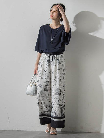 ケープ風カットジョーゼットプルオーバー