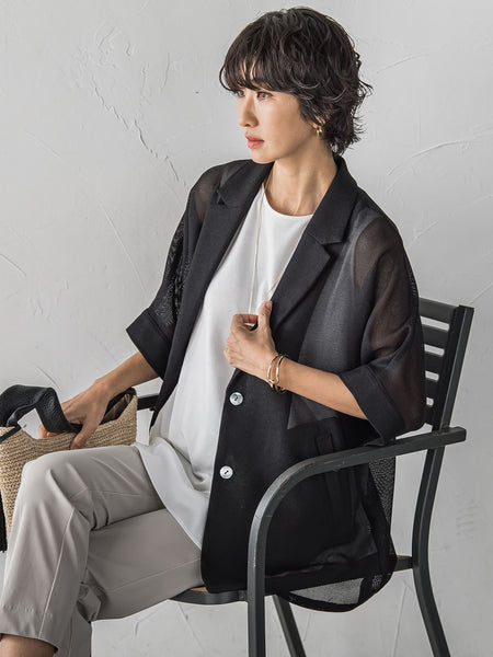 ”カーデみたいに羽織れる”メッシュジャケット