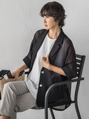 ”カーデみたいに羽織れる”メッシュジャケット