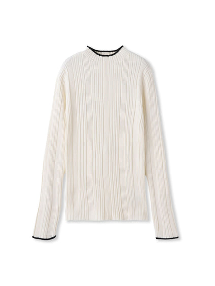 【新色追加】袖ボタンランダムリブニット≪手洗い可能≫