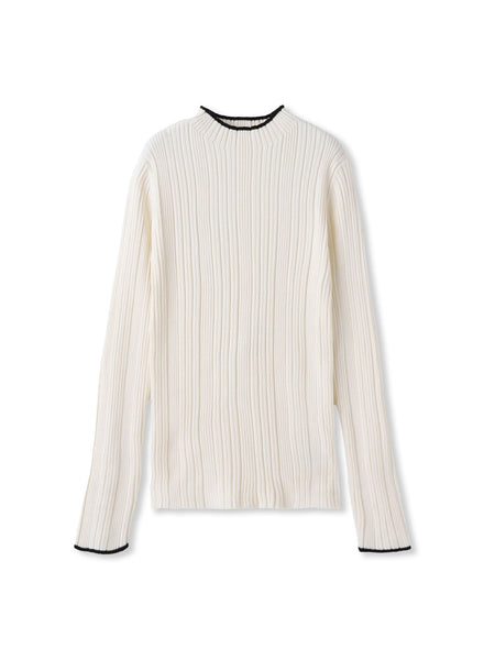 【新色追加】袖ボタンランダムリブニット≪手洗い可能≫