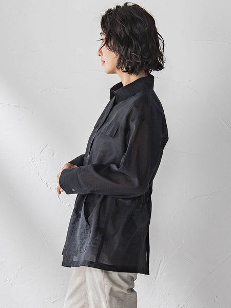 ポケット付きシアーシャツジャケット≪洗濯機で洗える≫