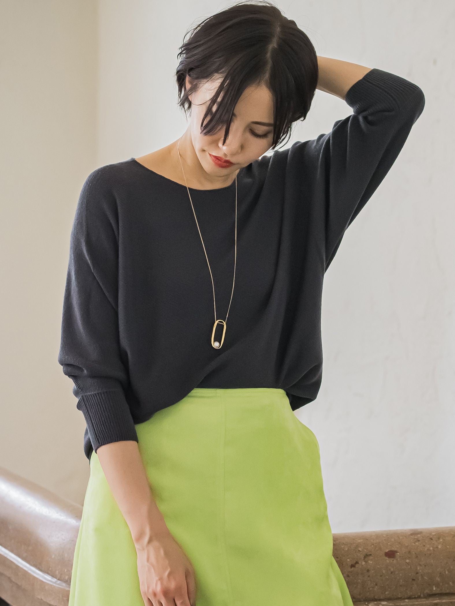 【WEB限定サイズあり】【洗えるニット】ECOCUWOOLドルマンニットプルオーバー≪シワになりにくい≫