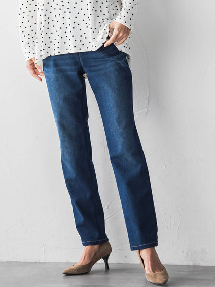 【WEB限定/大きいサイズ】ぐーんと伸びるデニムレギパン≪洗濯機で洗える≫