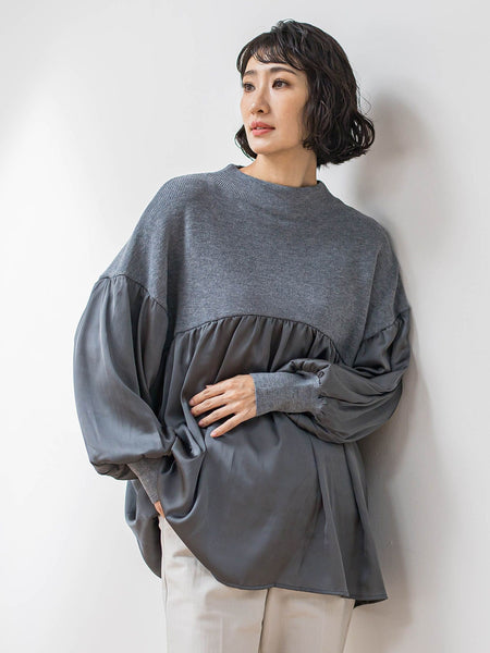 【WEB限定】”1枚でサマになる”とろみサテンふんわりニット