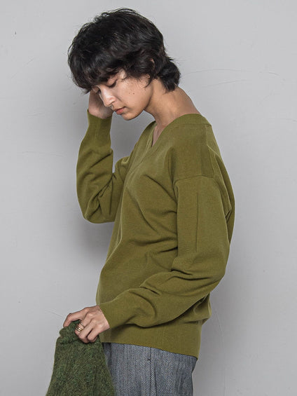 【ふわもち】Vネックニット≪洗濯機で洗える≫