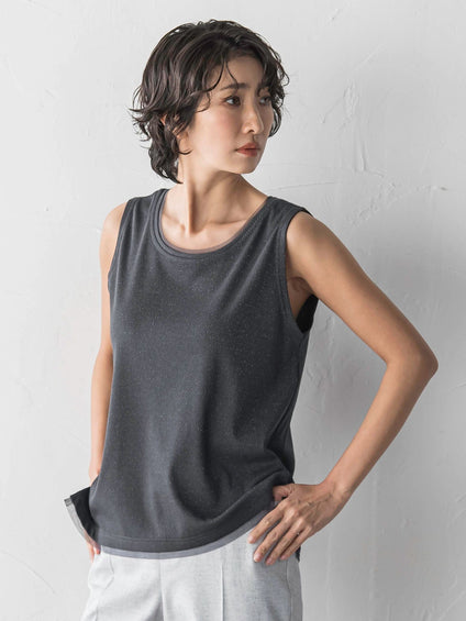 【大きいサイズ】ラメテレコタンクトップ