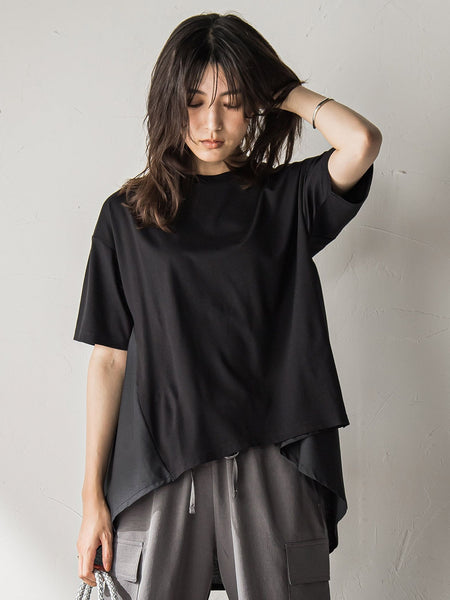 【WEB限定】前後ドッキングフレアTシャツ≪接触冷感/洗濯機で洗える≫