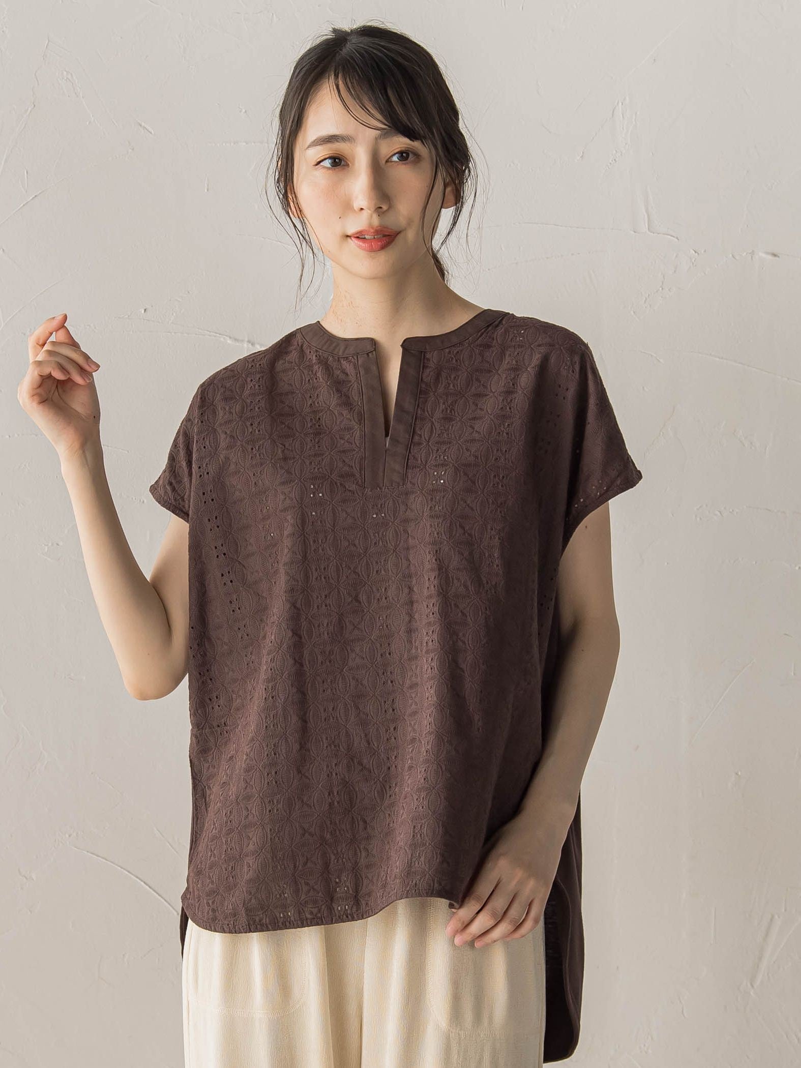 【WEB限定】異素材ドッキングブラウス