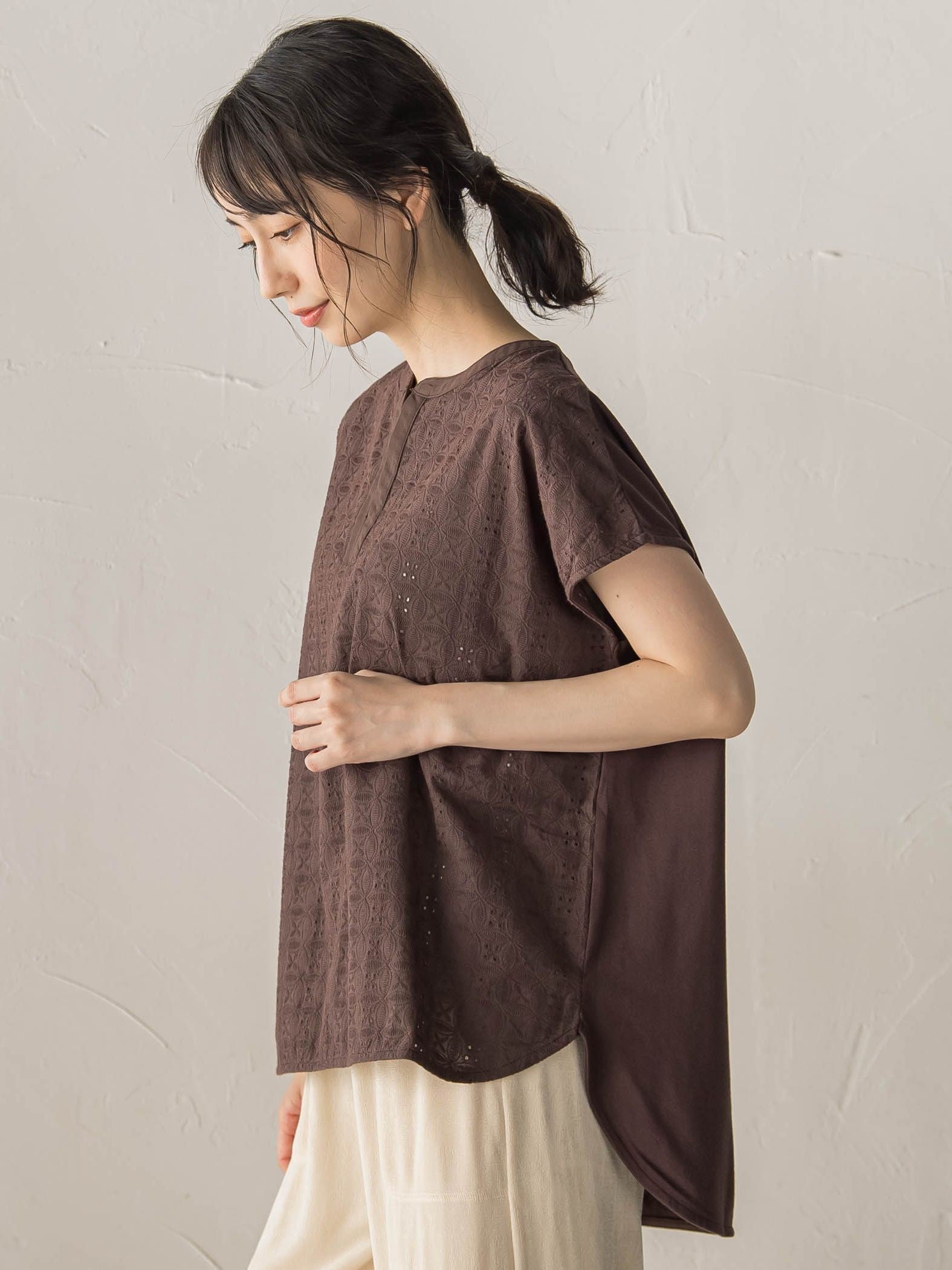【WEB限定】異素材ドッキングブラウス