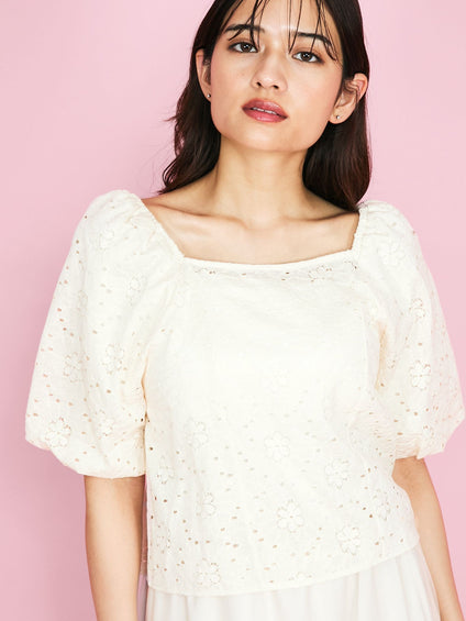 【SHIORI IRIE コラボ】2WAYオフショルレースブラウス≪手洗い可能≫
