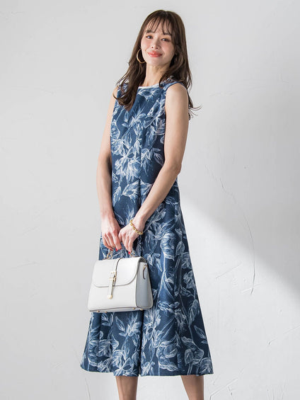 【WEB限定カラーあり】リネンライクフラワーワンピース