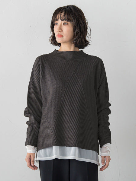 【大きいサイズ】ヘリンボーンニット
