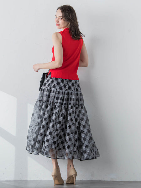 バイアスチェック刺繍スカート | Viaggio Blu（ビアッジョブルー  