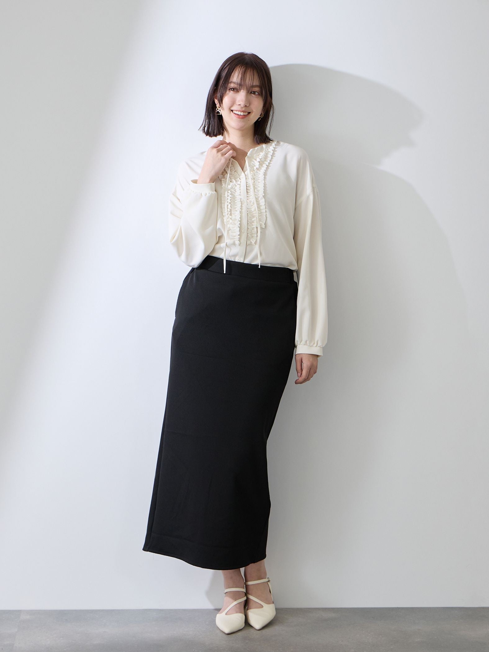 ミドルリブナロースカート≪洗濯機で洗える≫