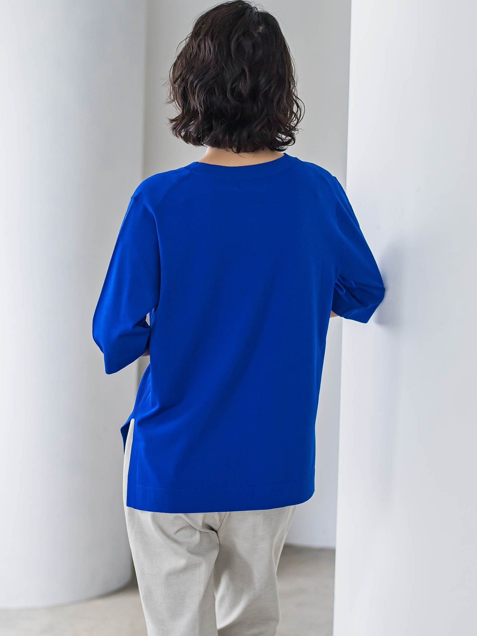 Tシャツ風ニットプルオーバー≪手洗い可能≫