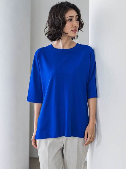 Tシャツ風ニットプルオーバー≪手洗い可能≫