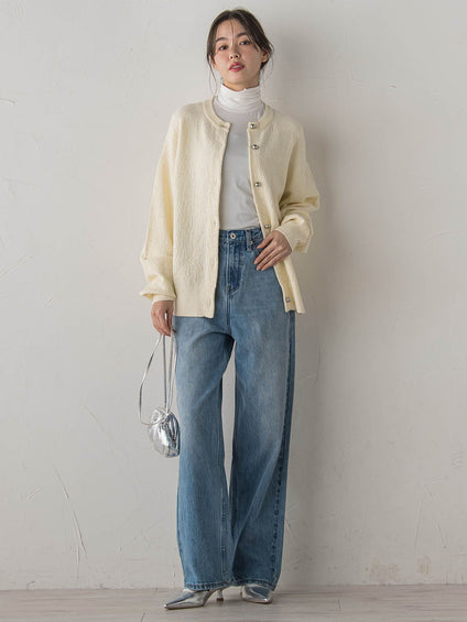 フクレジャガードニットカーディガン≪手洗い可能≫