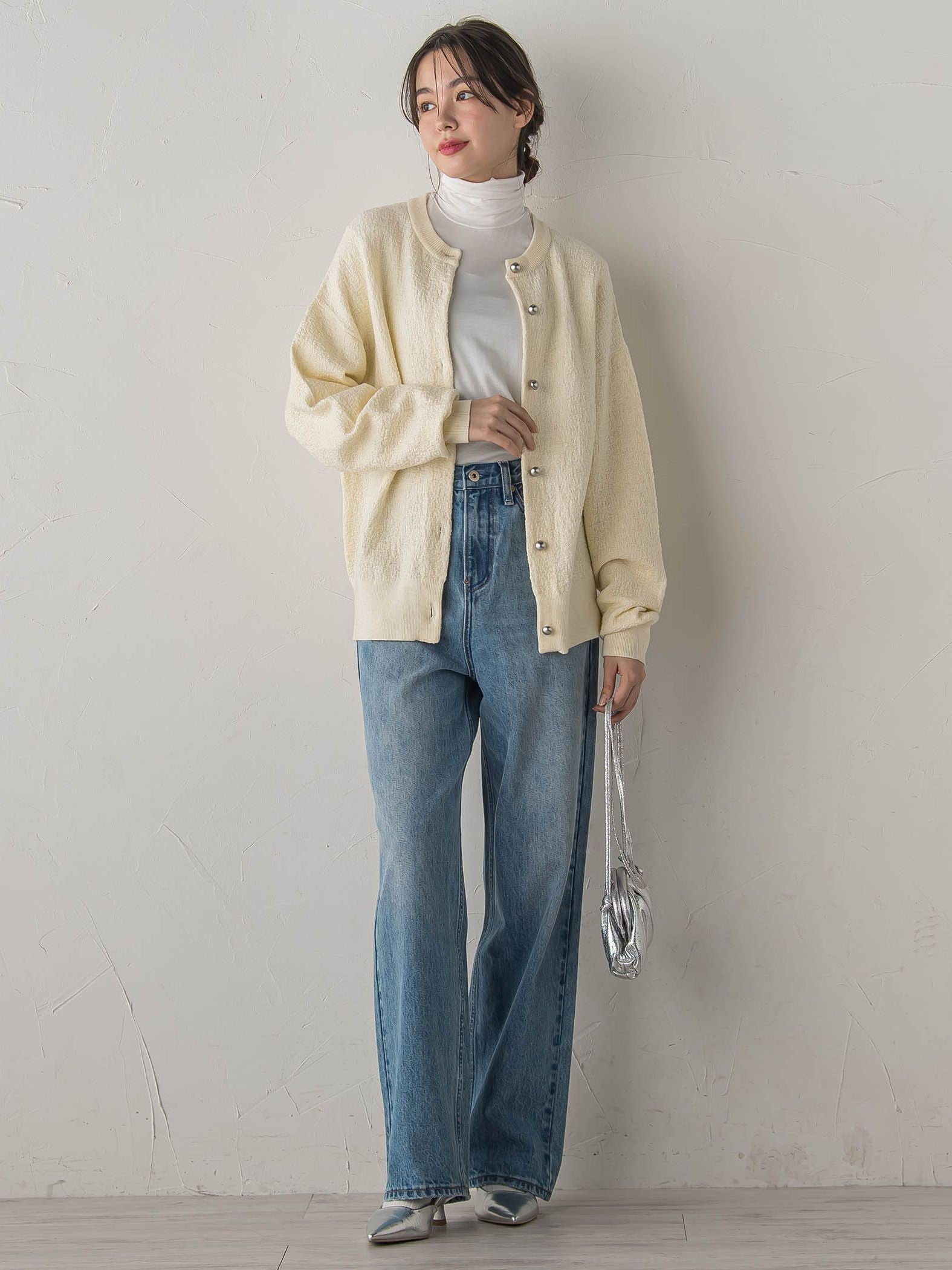 フクレジャガードニットカーディガン≪手洗い可能≫