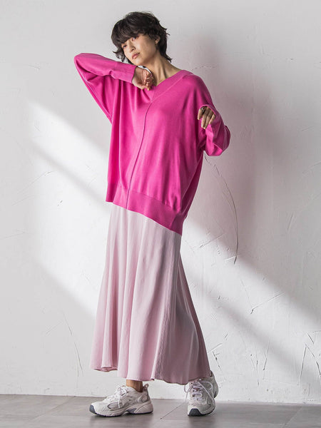 【新色追加】Vネックコクーンニットプルオーバー≪手洗い可能≫