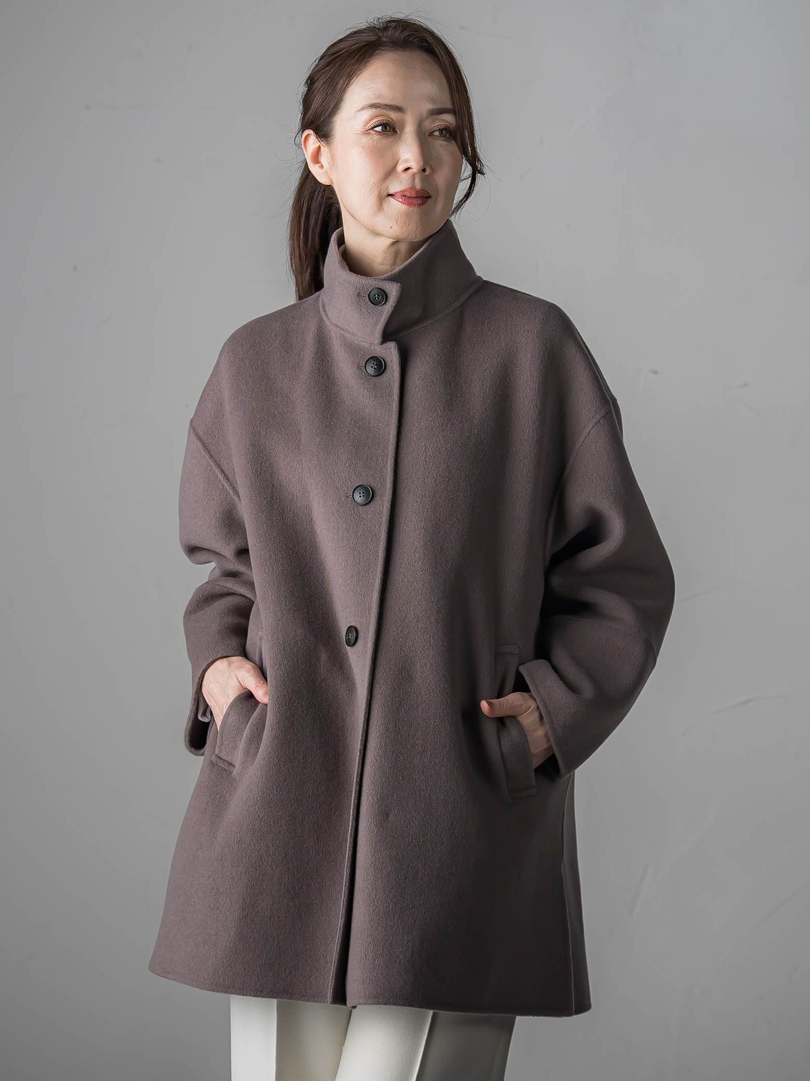 <極>”軽さと贅沢なぬくもり”スタンドカラーリバーコート