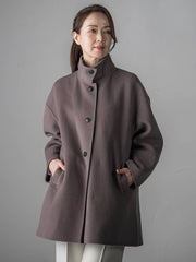 スタンドカラーウールリバーコート