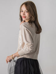 【新色追加】ボタニカルモチーフ刺繍カーディガン